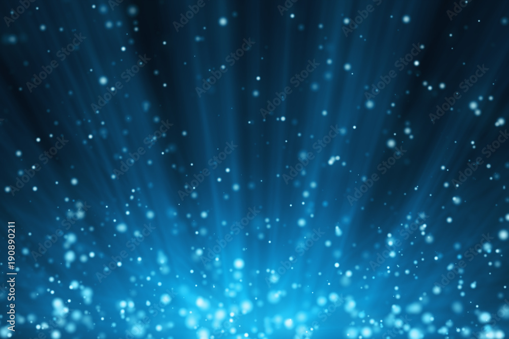 3d illustration blue festive background with light rays and particles 3d illustration blue festive background with light rays and particles