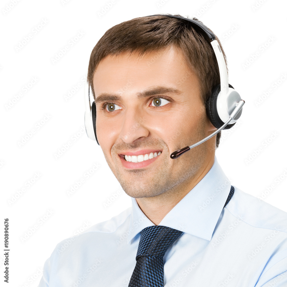 Phone operator in headset, isolated Phone operator in headset, isolated