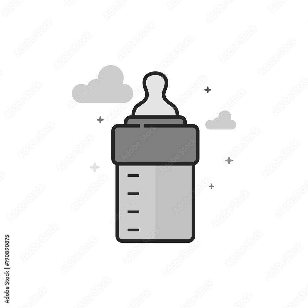 Milk bottle icon in flat outlined grayscale style. Vector illustration. Milk bottle icon in flat outlined grayscale style. Vector illustration.