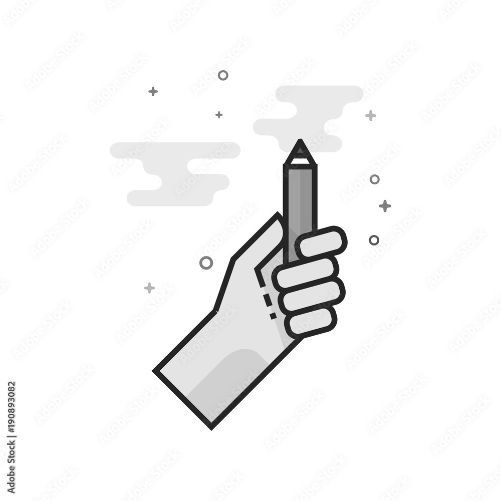 Pencil measure icon in flat outlined grayscale style. Vector illustration. Pencil measure icon in flat outlined grayscale style. Vector illustration.