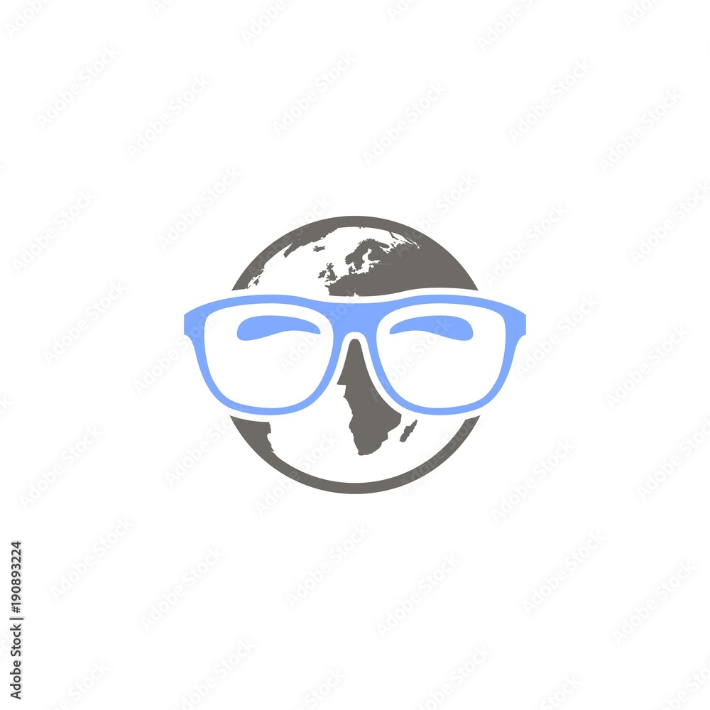 Glasses Earth Globe Vector logo Glasses Earth Globe Vector logo