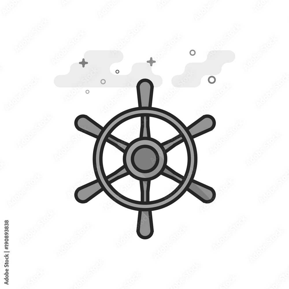 Fototapeta premium Ship steer wheel icon in flat outlined grayscale style. Vector illustration.