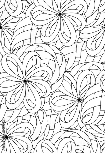 Black and white pattern for coloring.Hand- drawing abstract doodles. Art therapy coloring page. Vector illustration.