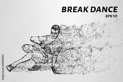 Break dance of particles. Breakdance consists of dots and circles