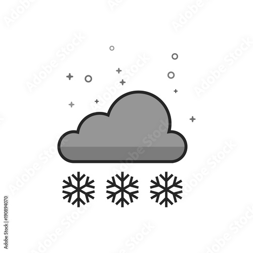 Weather overcast snowing icon in flat outlined grayscale style. Vector illustration.