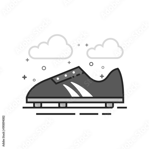 Soccer Shoe icon in flat outlined grayscale style. Vector illustration.