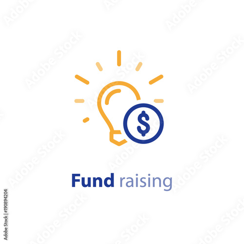 Donate money, crowdfunding line icon, investment and consolidation concept