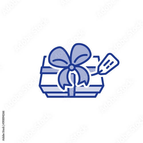 Special present from above, gift box and ribbon, awaiting to be opened, line icon