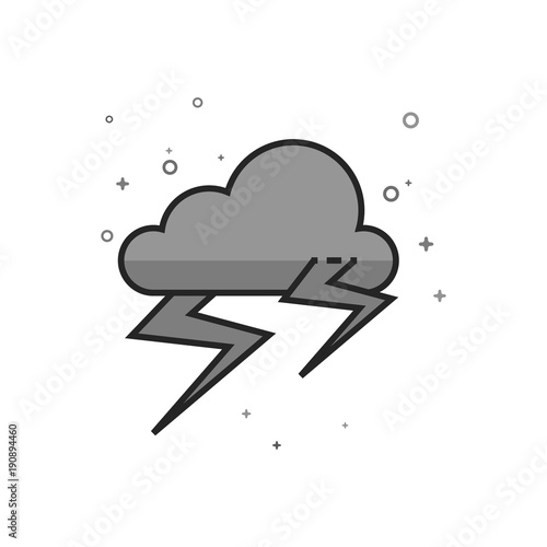 Weather overcast storm icon in flat outlined grayscale style. Vector illustration.