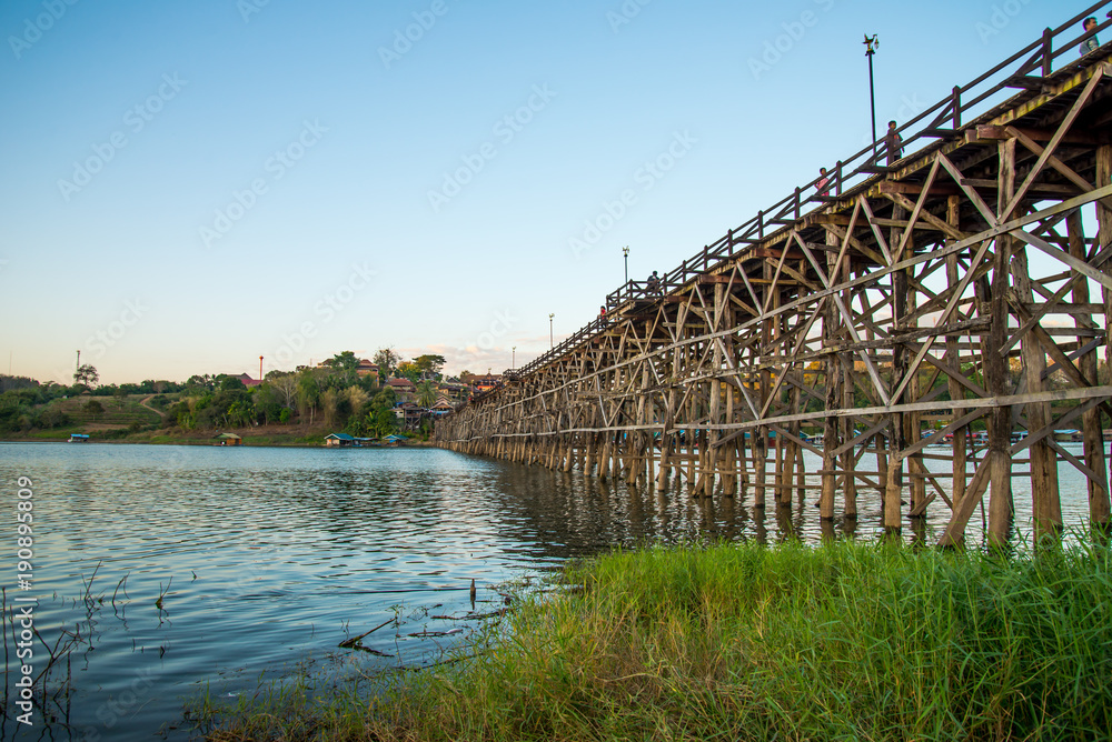 Old wooden bridge in Kanchanaburi Thailand