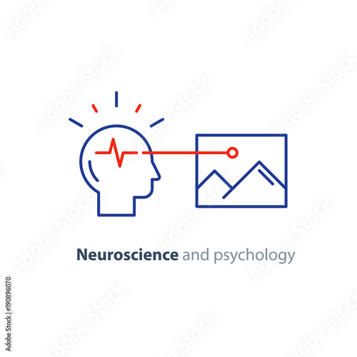 Education concept logo, human head icon, psychology and neuroscience photo