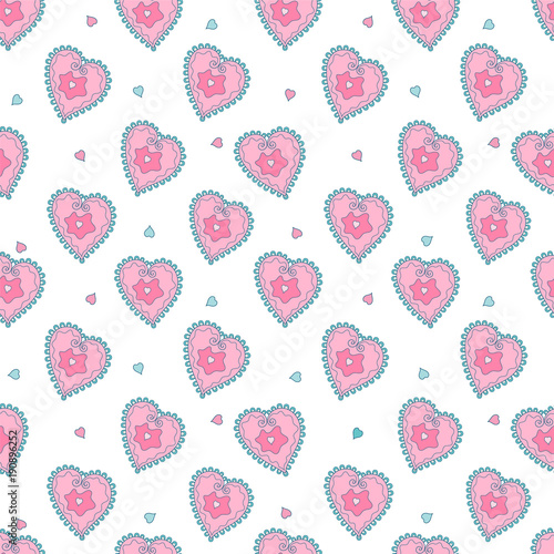 Seamless background  hearts  with flowers for Valentine's Day or weddings
