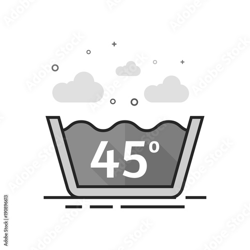 Washing temperature icon in flat outlined grayscale style. Vector illustration.