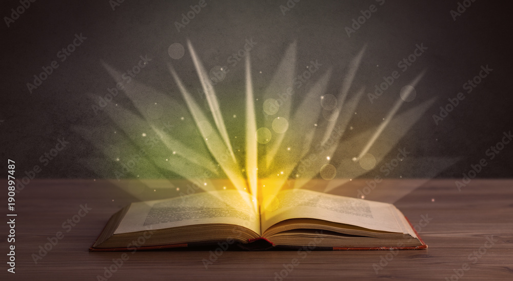 Yellow lights over book Yellow lights over book