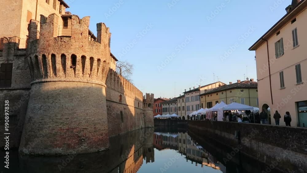Fontanellato, Italy, the fortress surrounded by a moat full of water Fontanellato, Italy, the fortress surrounded by a moat full of water