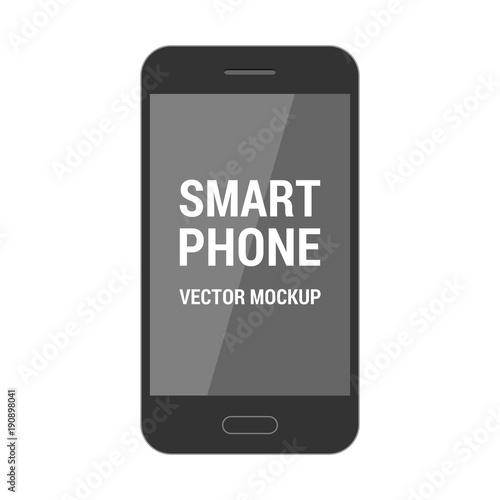 Black isolated smartphone vector flat mockup on white background