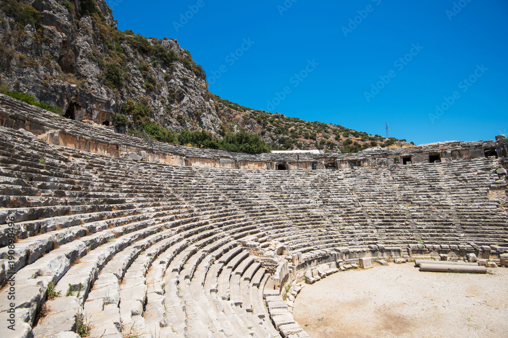 Photo of ancient theatre in Myra ancient city of Antalya in Turkey.