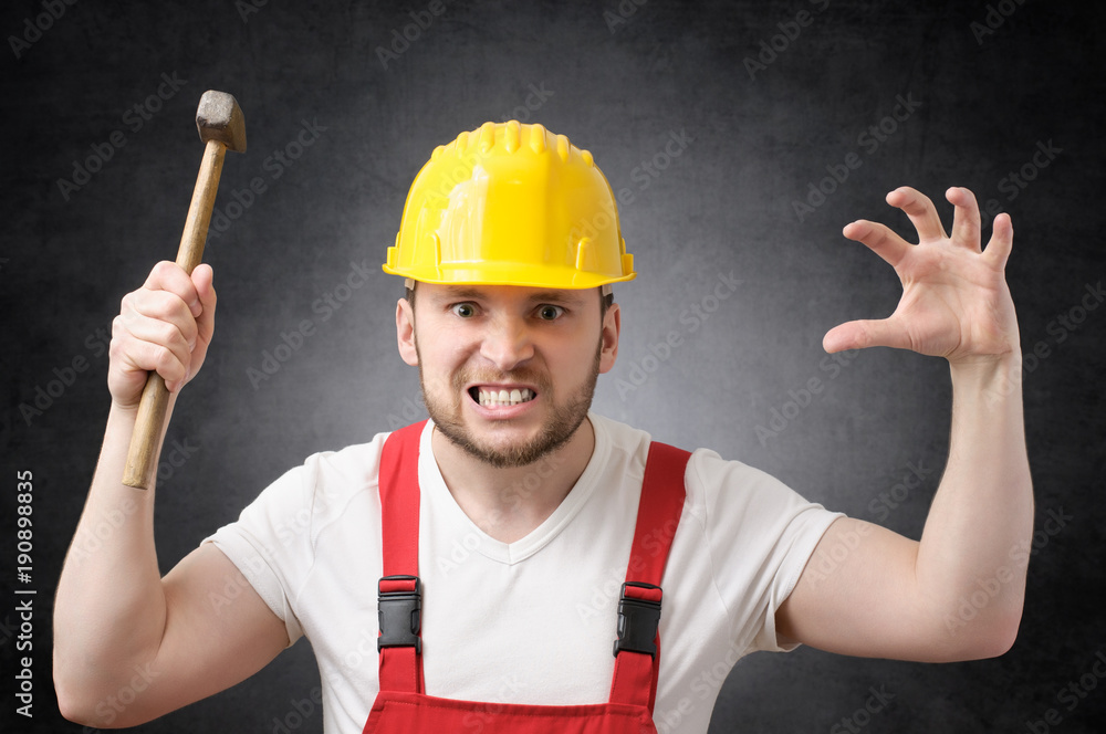 Construction worker with hammer