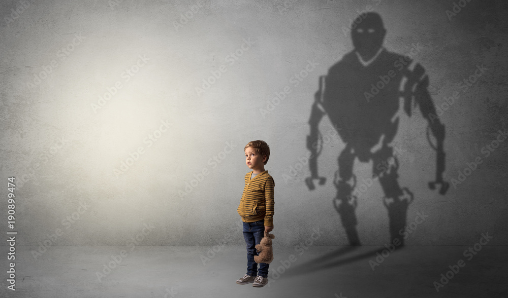 Robotman shadow of a cute little boy Robotman shadow of a cute little boy