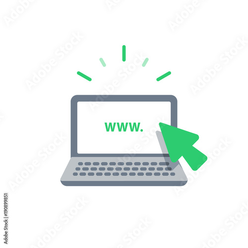 Notebook computer flat icon, internet business, web promotion, using laptop