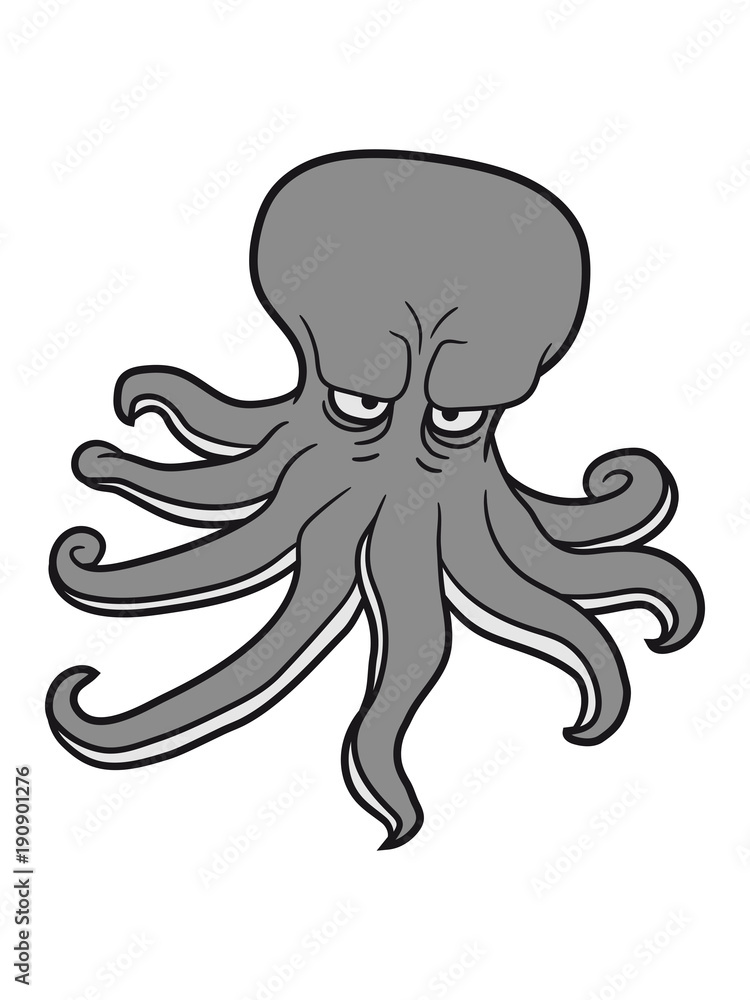 Obraz premium böse gefährlich oktopus tentakel unterwasser tintenfisch riesenkrake kraken comic cartoon design clipart