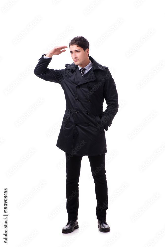 Young businessman wearing winter coat isolated on white Young businessman wearing winter coat isolated on white