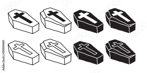 coffin vector icon Halloween Christ cross illustration character doodle