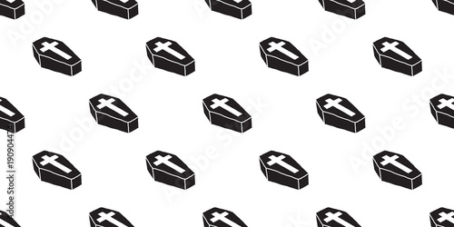 coffin seamless pattern Christ cross vector Halloween isolated wallpaper background