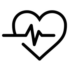 Heart beat black vector icon