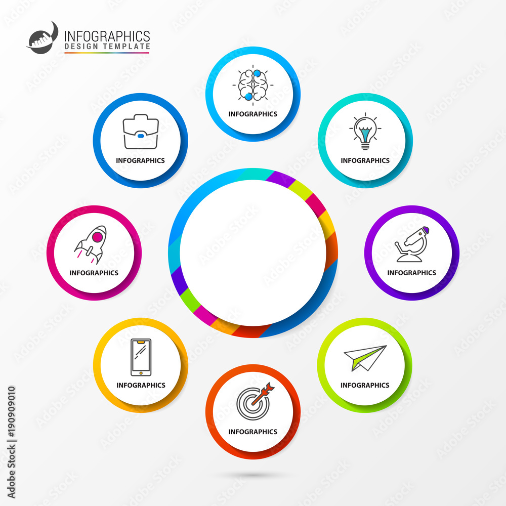 Infographic design template. Organization chart with 8 steps Infographic design template. Organization chart with 8 steps