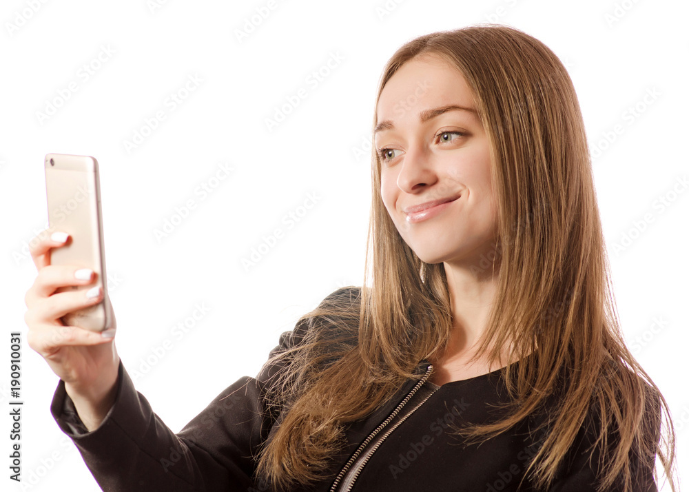 Beautiful young woman doing selfie Beautiful young woman doing selfie