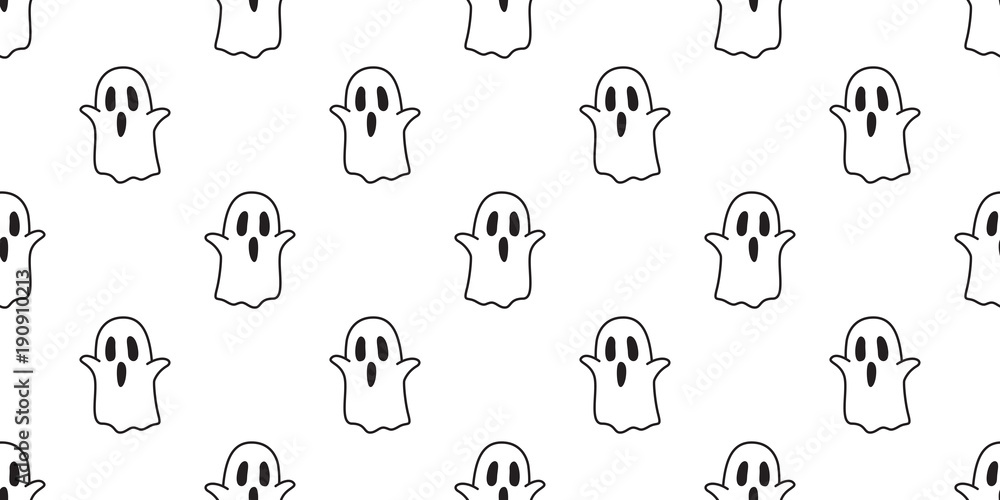 Ghost seamless pattern vector Halloween isolated spooky cartoon wallpaper background white