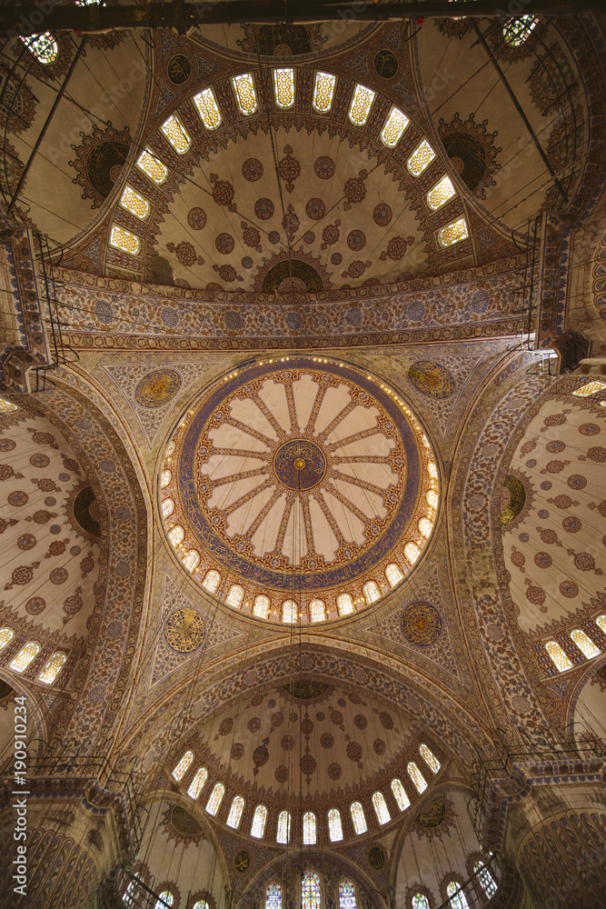 Interior Blue Mosque in Istanbul.