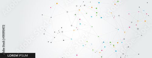 Abstract polygonal horisontal background with abstract connecting dots and lines