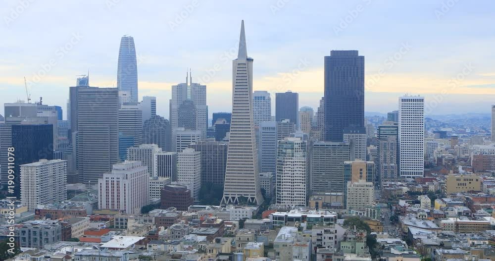 View of the San Francisco, California city center 4K View of the San Francisco, California city center 4K