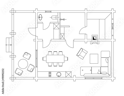 Standard living room furniture symbols set