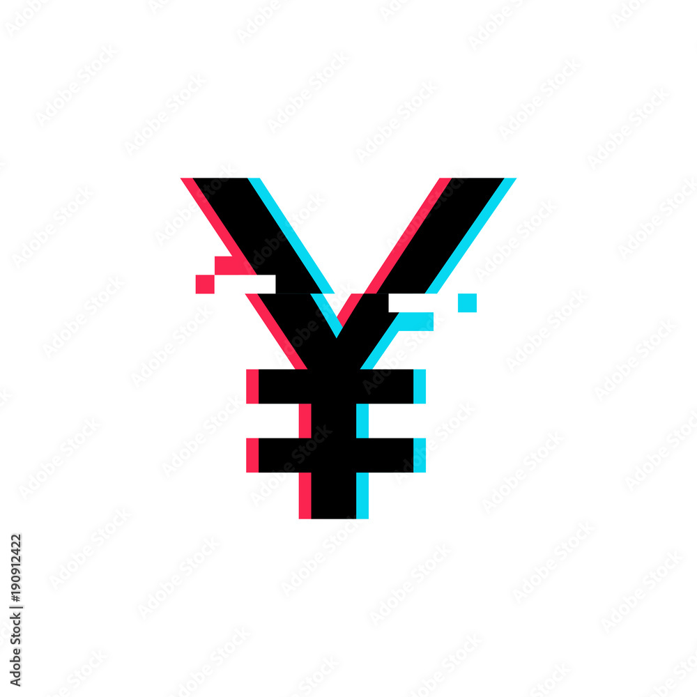 Obraz premium Yen sign in glitch style