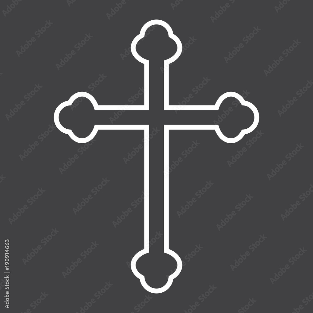 Religion cross line icon, easter and holiday, christian sign vector graphics, a linear pattern on a black background, eps 10. Religion cross line icon, easter and holiday, christian sign vector graphics, a linear pattern on a black background, eps 10.