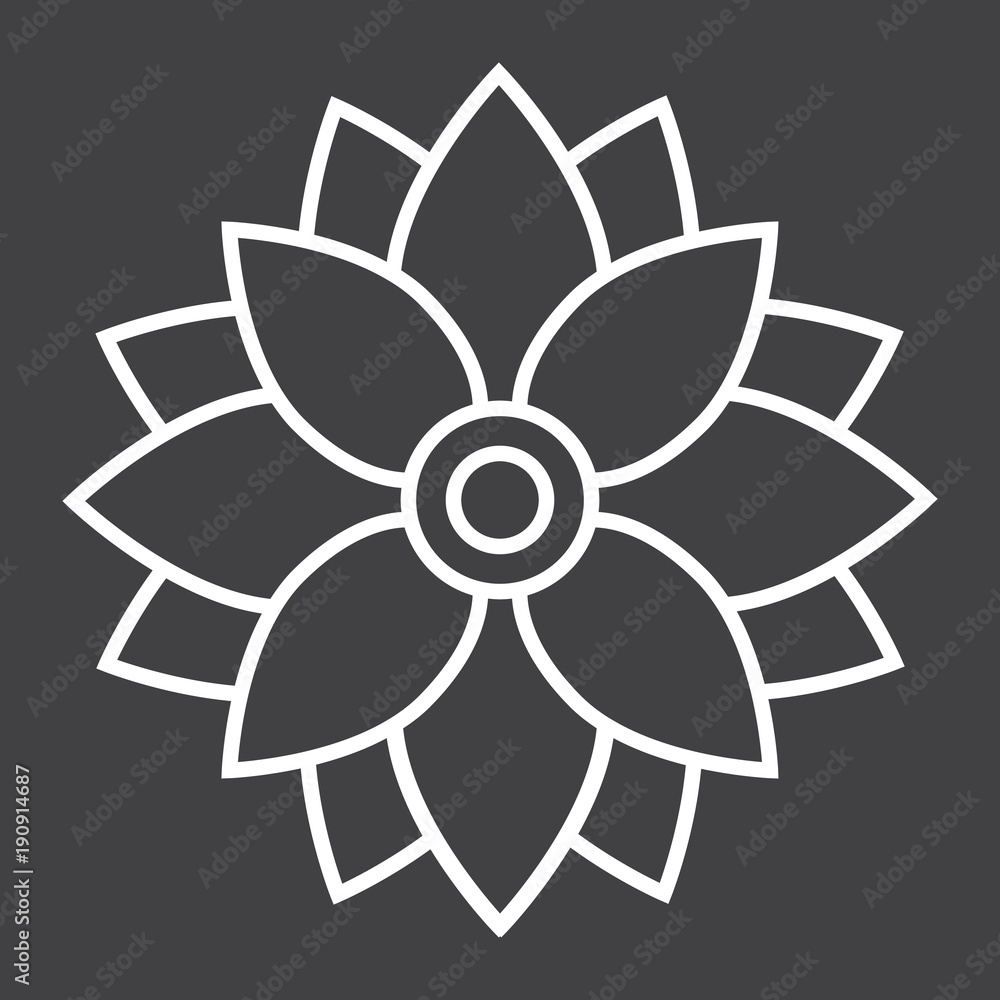 Flower Astra line icon, easter and holiday, nature sign vector graphics, a linear pattern on a black background, eps 10. Flower Astra line icon, easter and holiday, nature sign vector graphics, a linear pattern on a black background, eps 10.