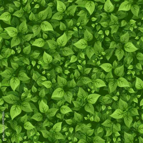 Vector seamless background texture with green leaves.