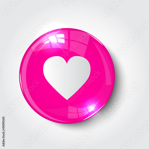 Button love  color pink glossy