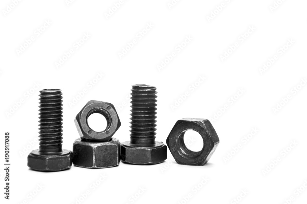 bolt and nut isolated on white background bolt and nut isolated on white background