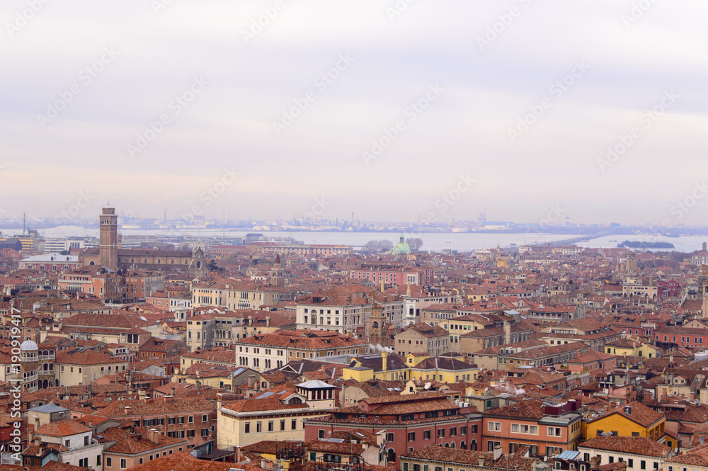 Venice aerial cityscape view from San Marco Campanile. Italy