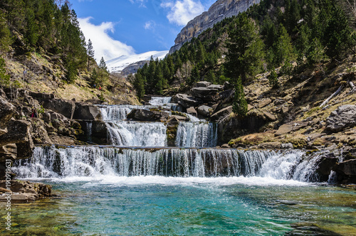 Turquoise Waterfall in Ordesa Valley  Aragon  Spain