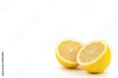 Sliced Lemons on White Background
