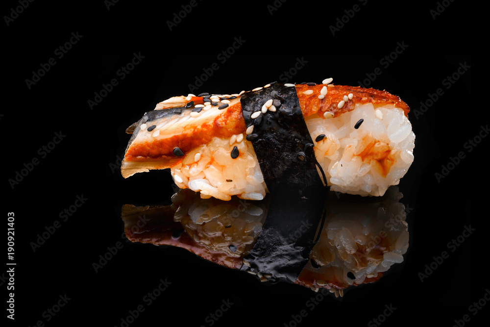 sushi rolls on black background isolates design for menu sushi rolls on black background isolates design for menu