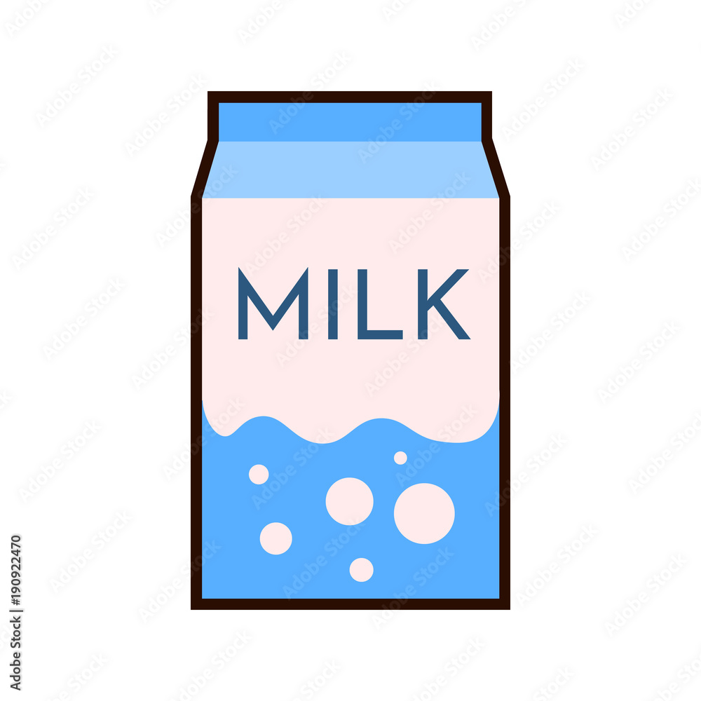Pack of milk on white background. Natural organic product in flat vector style llustration EPS