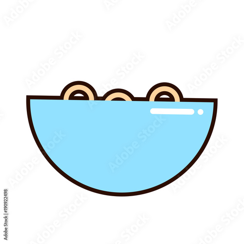 A bowl of cereal and milk isolated on white background. Corn flakes. Vector flat illustration. EPS