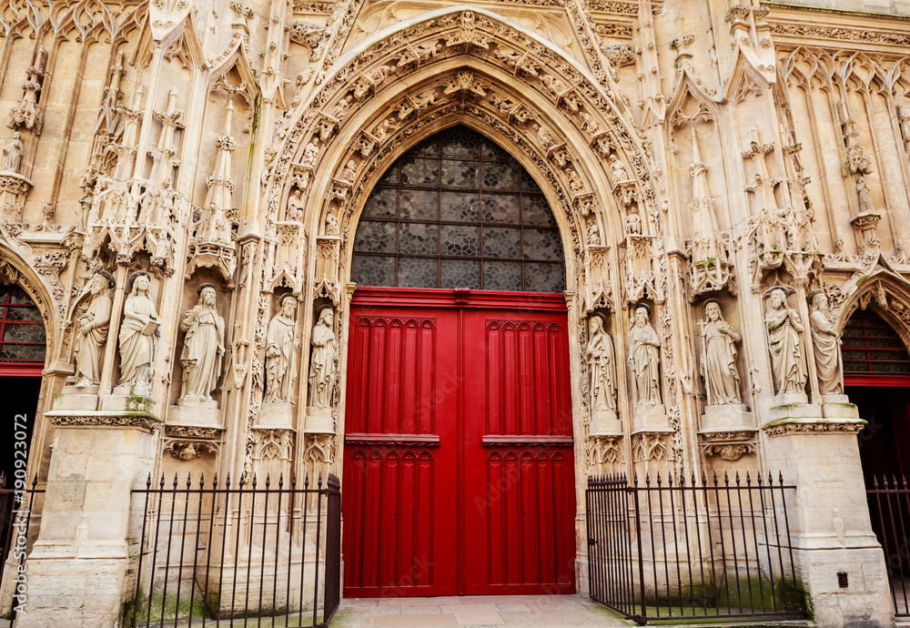 Fragment  of fasad of the Church of Saint-Merri, in Paris, France.