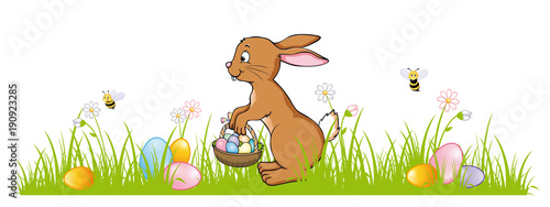 Happy Easter banner with Easter Bunny 